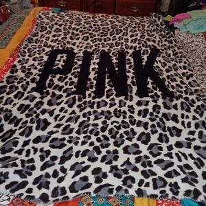 Victoria Secret Vintage VS❤️ pink Cheetah blanket Y2K Dorm throw Blanket Cover